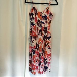 Floral Buttoned Midi Dress with Pockets XS
